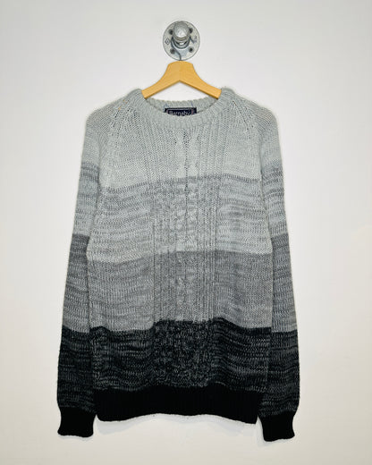 Vintage 1980s Barnaby Grey And Black Acrylic Sweater