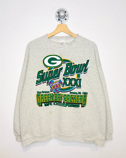 Vintage 1997 New Orleans SuperBowl distressed Grey Crewneck Swearshirt