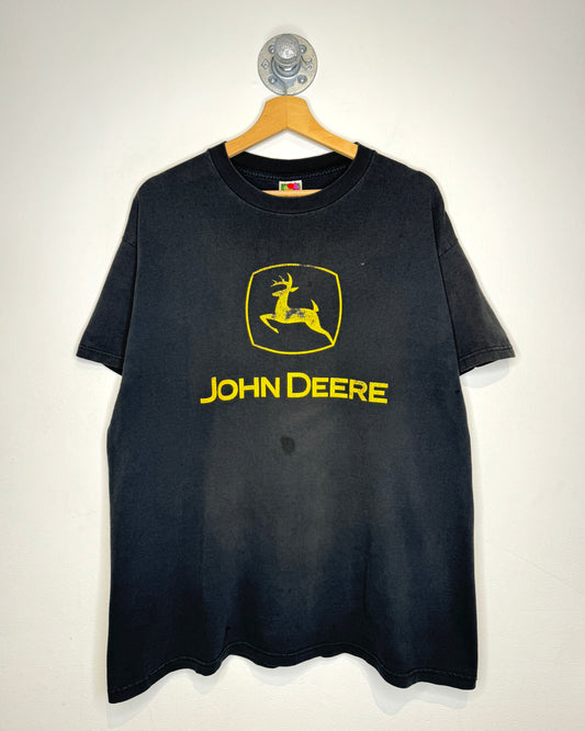 Vintage 90s John Deere Faded Black Tee Shirt