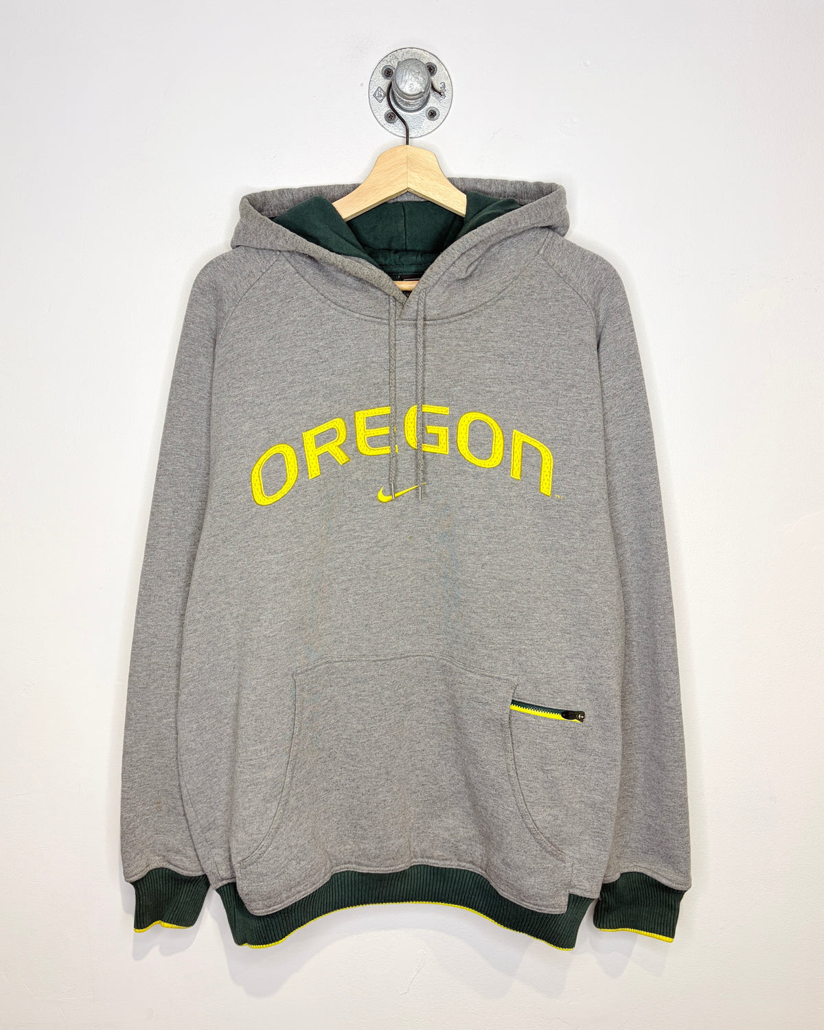 2000s Nike Oregon Embroidered Grey Hoodie