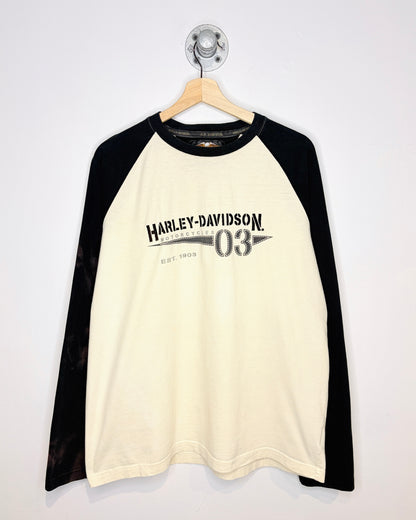 2000s Harley Davidson TwoTone White & Black Longsleeve Shirt