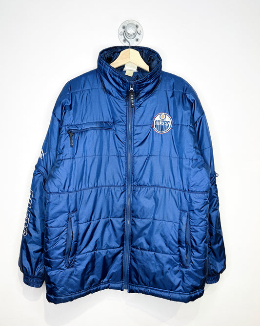 Vintage 90s Puma Edmonton Oilers Navy Blue Puffer Jacket
