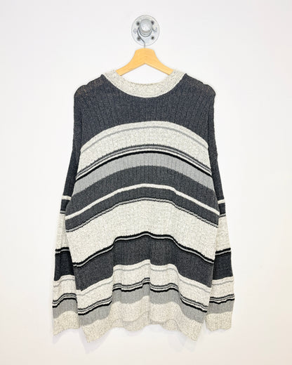 Vintage 90s Towncraft Striped Grey Sweater