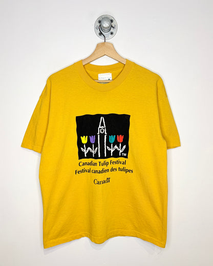 Vintage 90s Canadian Tulip Festival Yellow Tee Shirt