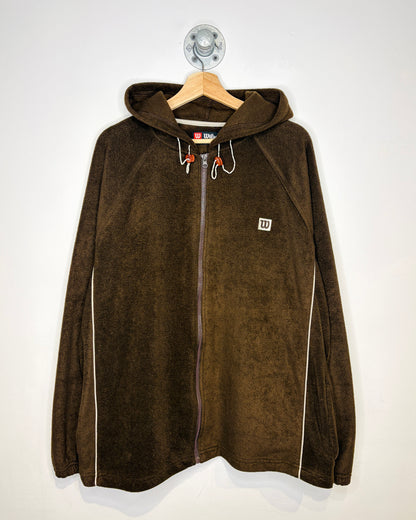 Vintage Wilson Brown Zip Up Fleece Hoodie