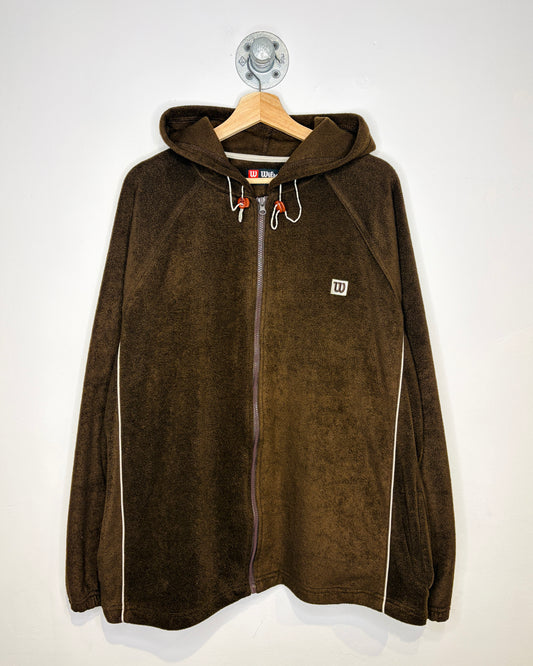 Vintage Wilson Brown Zip Up Fleece Hoodie