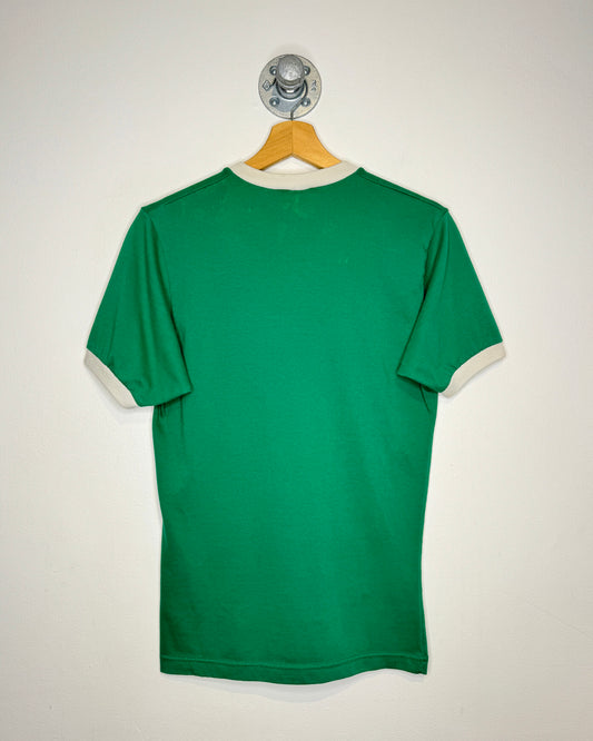 Vintage 80s Drumheller Soccer Green Ringer Tee Shirt