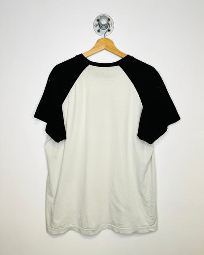 Vintage 90s Sapporo Beer TwoTone White Tee Shirt