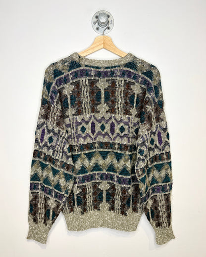 Vintage 90s Expressions Purple & Earth Tone Sweater
