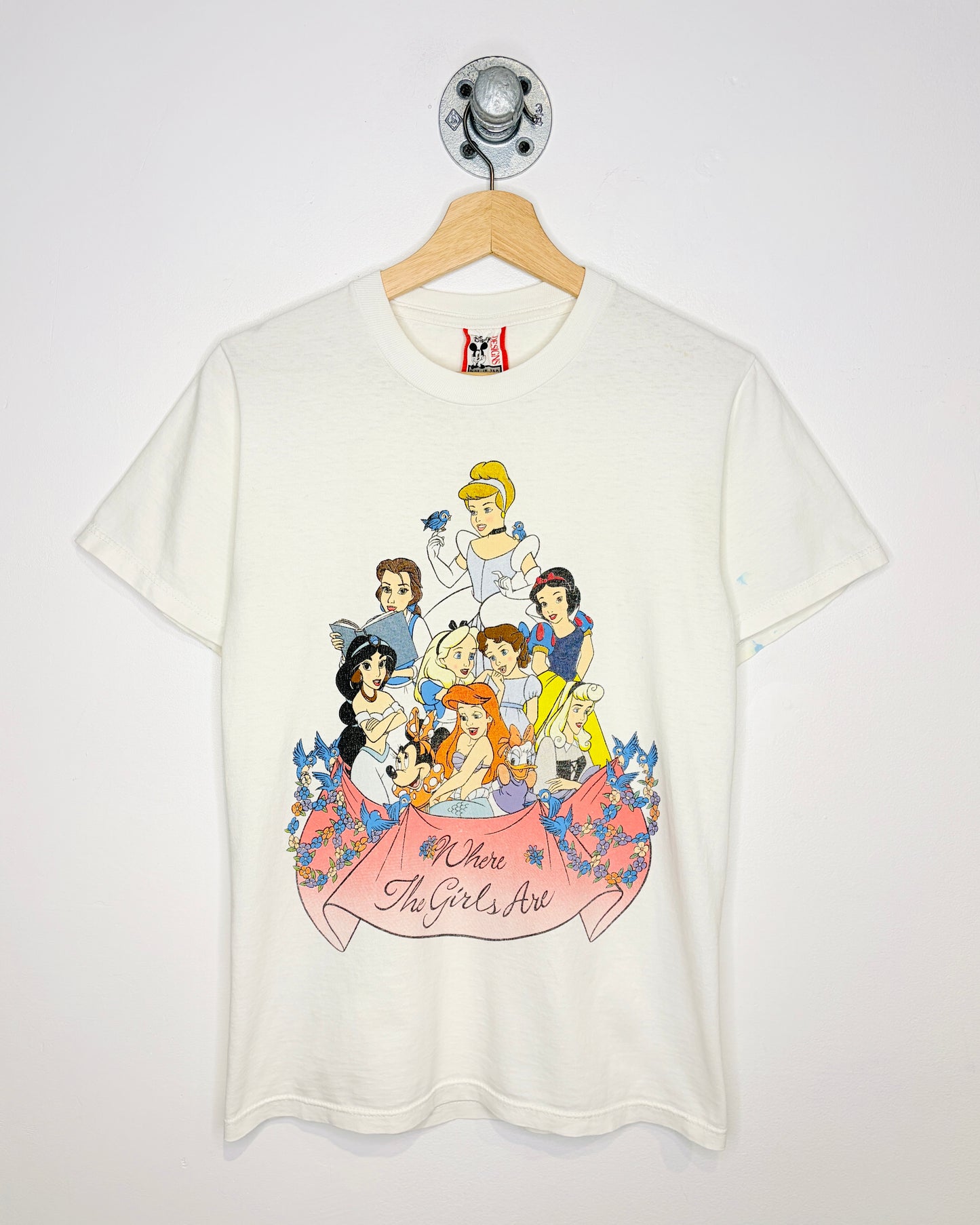 Vintage 90s Disney Princess “Where The Girls Are” White Tee Shirt