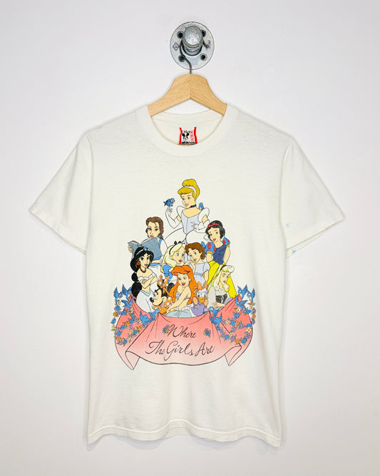 Vintage 90s Disney Princess “Where The Girls Are” White Tee Shirt