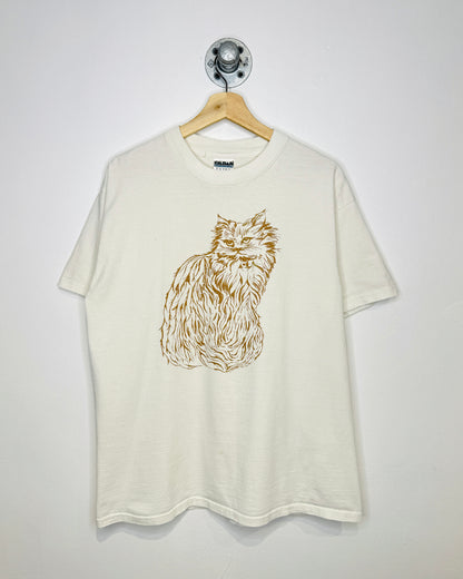 Vintage 1997 Diamond Dust Cat White Tee Shirt