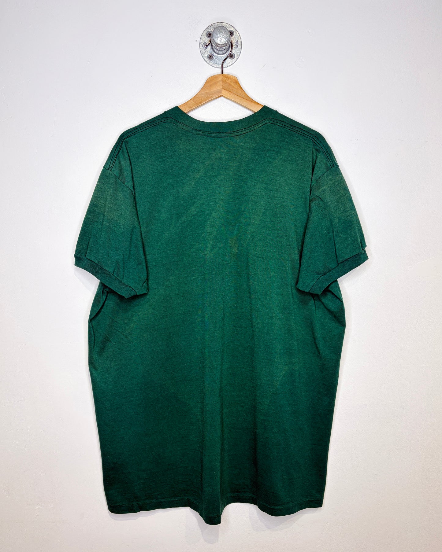 Vintage 90s Blank Faded Forest Green Pocket Ringer Tee Shirt