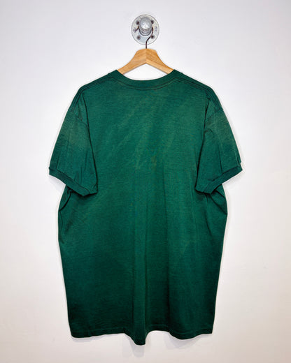Vintage 90s Blank Faded Forest Green Pocket Ringer Tee Shirt