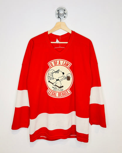 True Vintage 1970s “Legal Beagle” Snoopy University Of Alberta Law Red Hockey Jersey