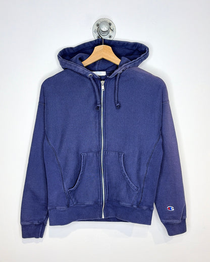 2000s Champion Reverse Weave Faded Navy Zip Up Hoodie