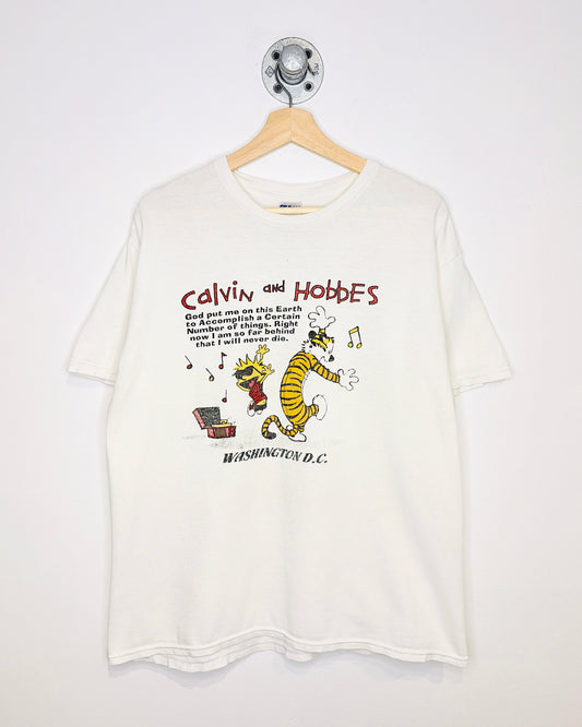 2000s Calvin And Hobbes White Tee Shirt