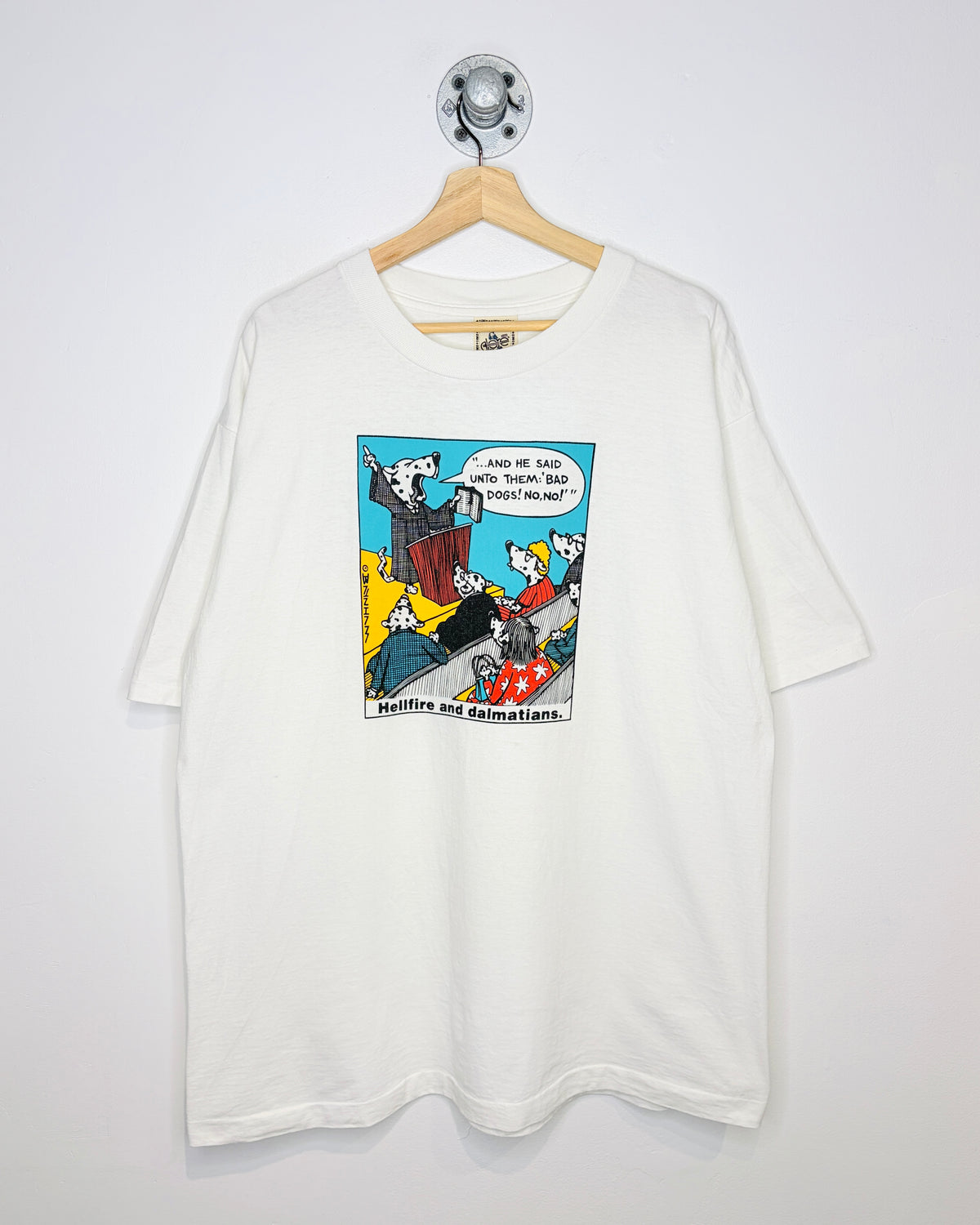 Vintage 90s Hellfire And Dalmatians White Tee Shirt