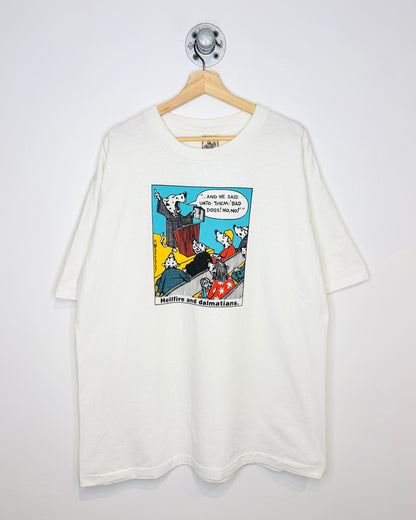 Vintage 90s Hellfire And Dalmatians White Tee Shirt