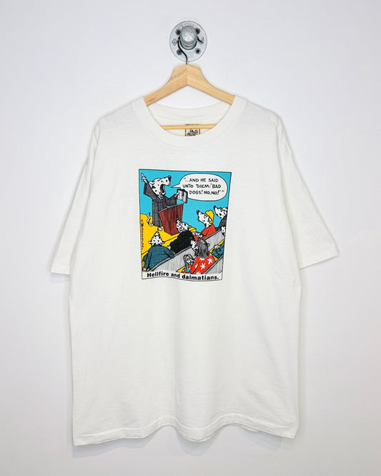 Vintage 90s Hellfire And Dalmatians White Tee Shirt