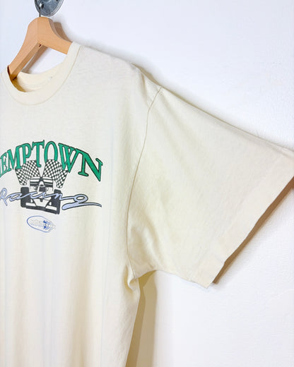 Vintage 90s Hemptown Racing Natural White Tee Shirt