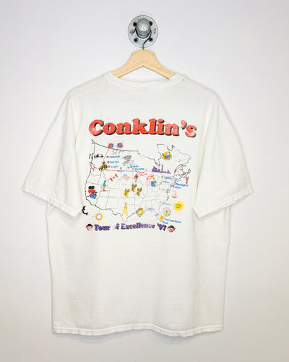 Vintage 1997 Conklin’s Tour Of Excellence Distressed White Tee Shirt