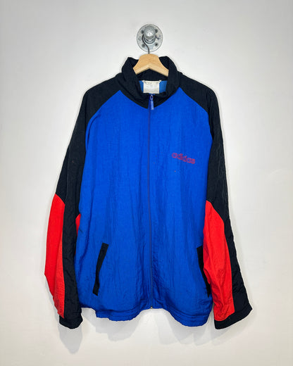 Vintage 90s Adidas Black, Blue, And Red Colour Block Zip Up Jacket