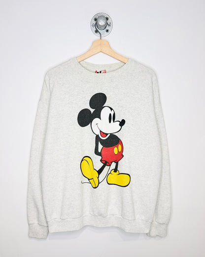 Vintage 90s Boxy Disney Mickey Ash Grey Crewneck Sweatshirt