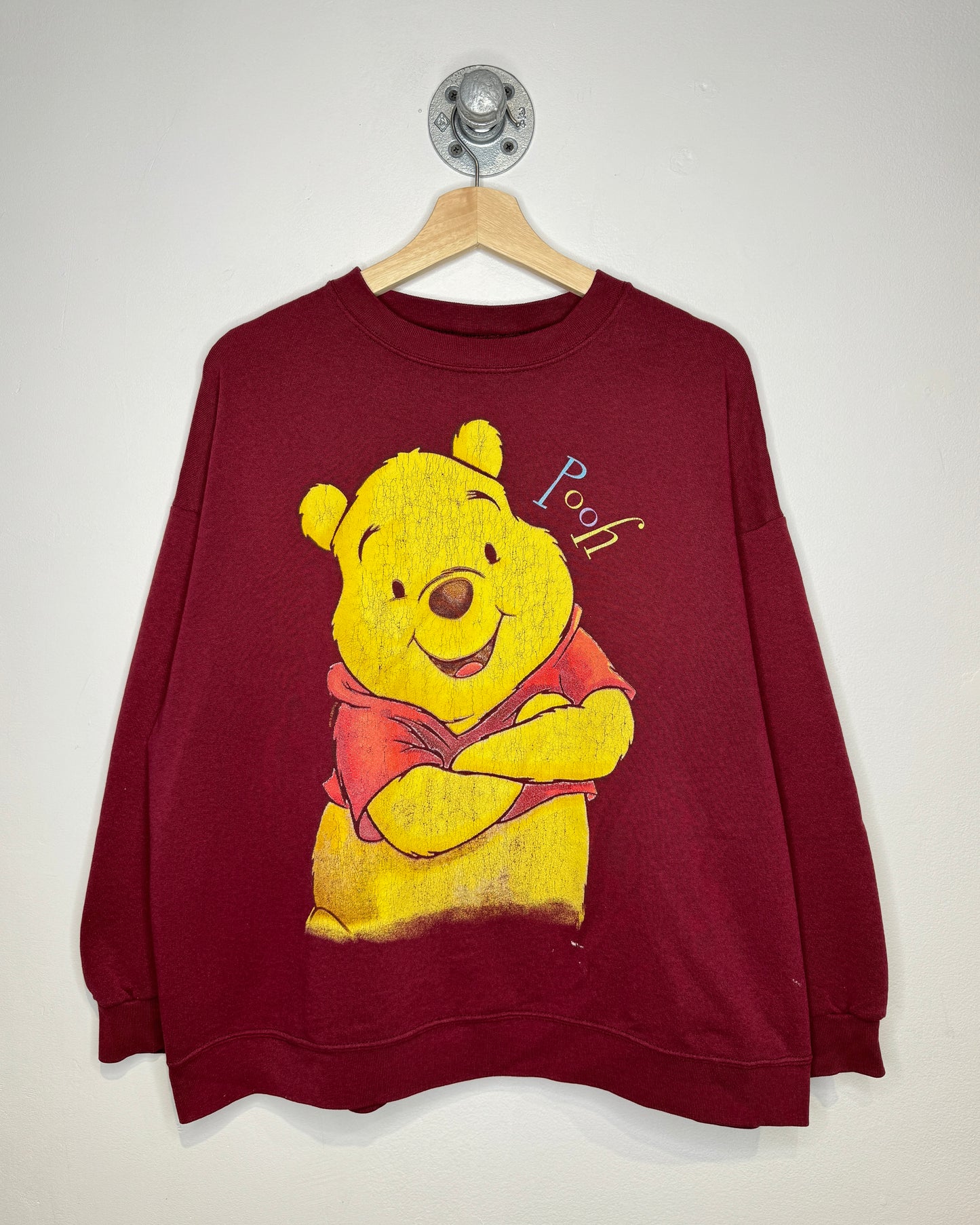 Vintage 90s Winnie The Pooh Boxy Dark Red Crewneck Sweatshirt
