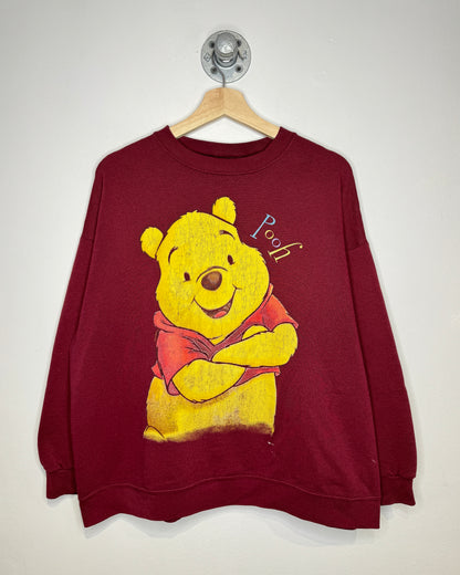 Vintage 90s Winnie The Pooh Boxy Dark Red Crewneck Sweatshirt