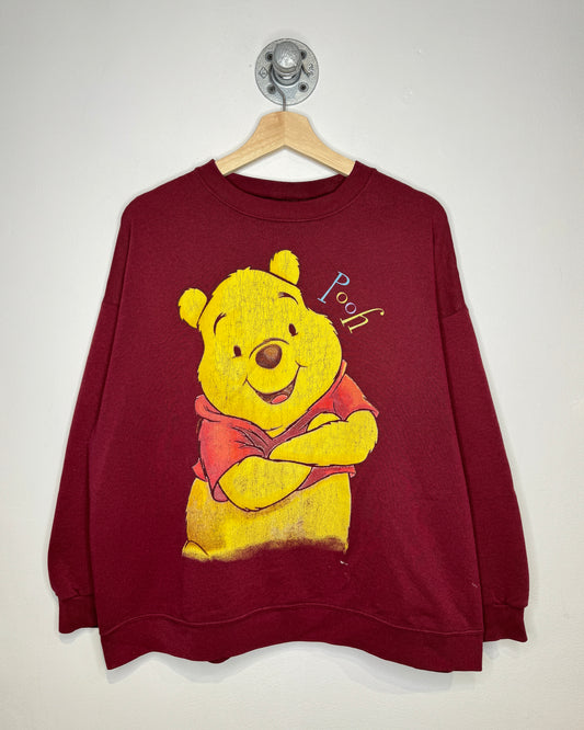 Vintage 90s Winnie The Pooh Boxy Dark Red Crewneck Sweatshirt