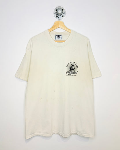 Vintage 90s Thrashed Cowboy Attitude! Natural White Tee Shirt
