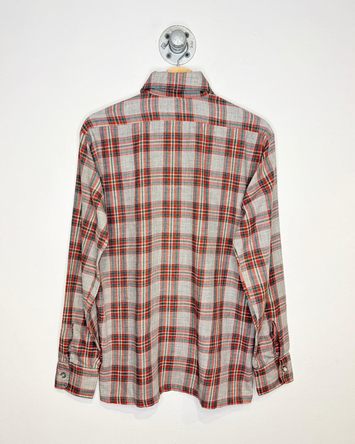 Vintage 70s/80s “National Shirt Shops” Grey & Red Plaid Button Up Shirt