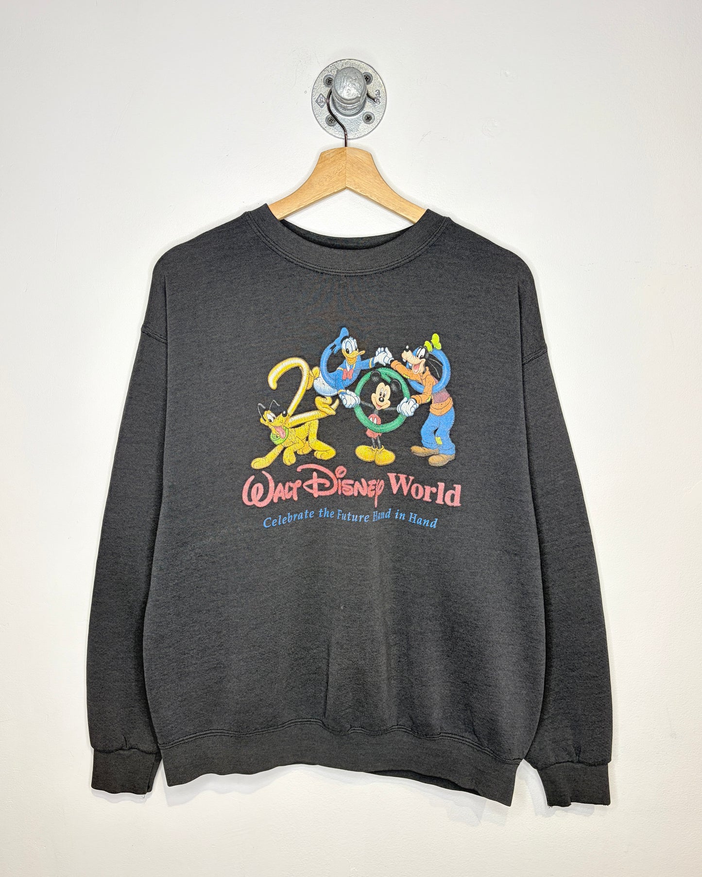 Vintage 2000 Walt Disney World Faded Black Crewneck Sweatshirt