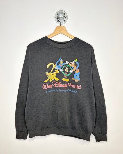Vintage 2000 Walt Disney World Faded Black Crewneck Sweatshirt
