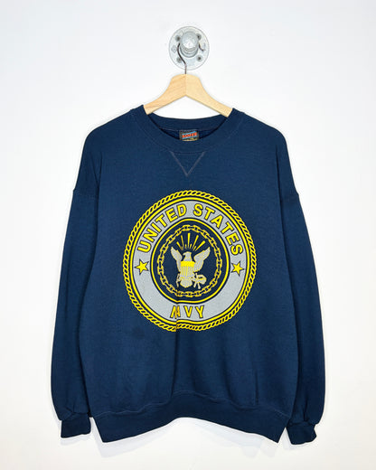 Vintage 1980s United States Navy Dark Blue Crewneck Sweatshirt