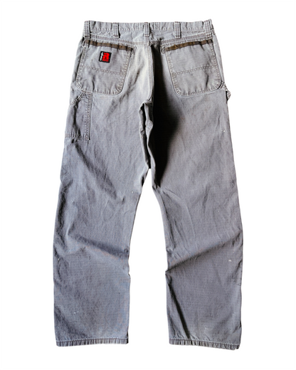 Vintage Thrashed Wrangler Ripstop Baggy Grey Carpenter Pants
