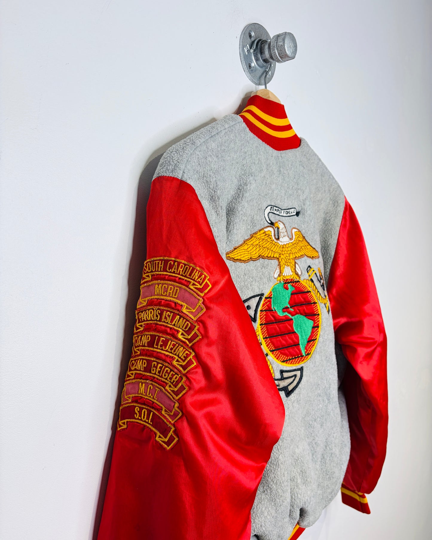 Vintage 90s USMC Grey & Red Bomber Jacket