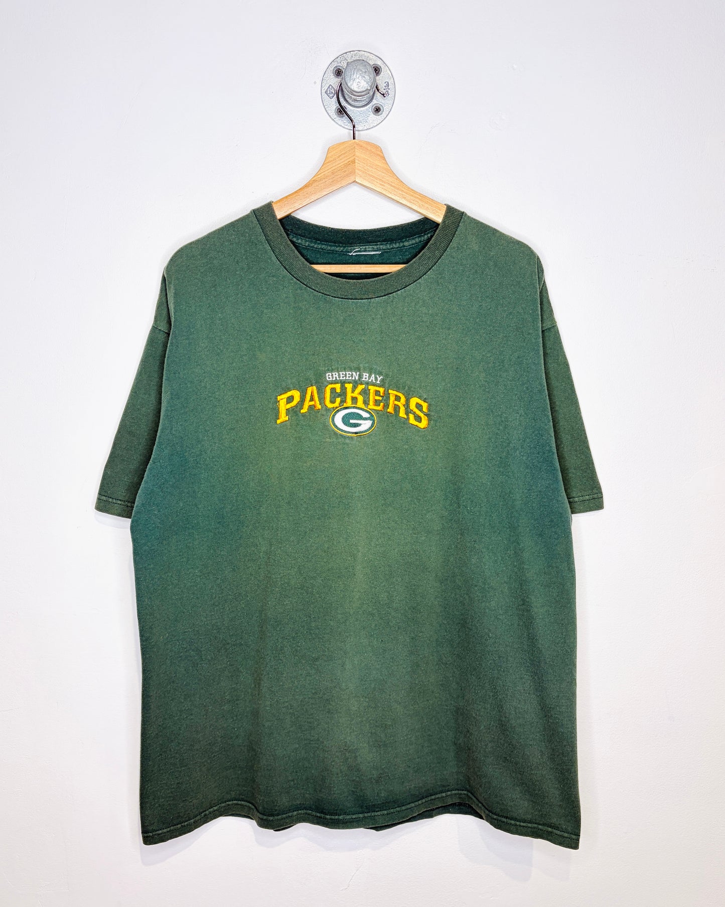 Vintage Green Bay Packers Faded Green Tee Shirt