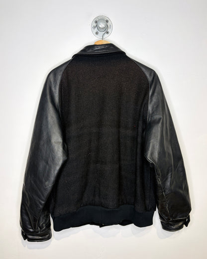 Vintage 80s/90s Tri Drive Limited Black Leather & Wool Varisty Jacket