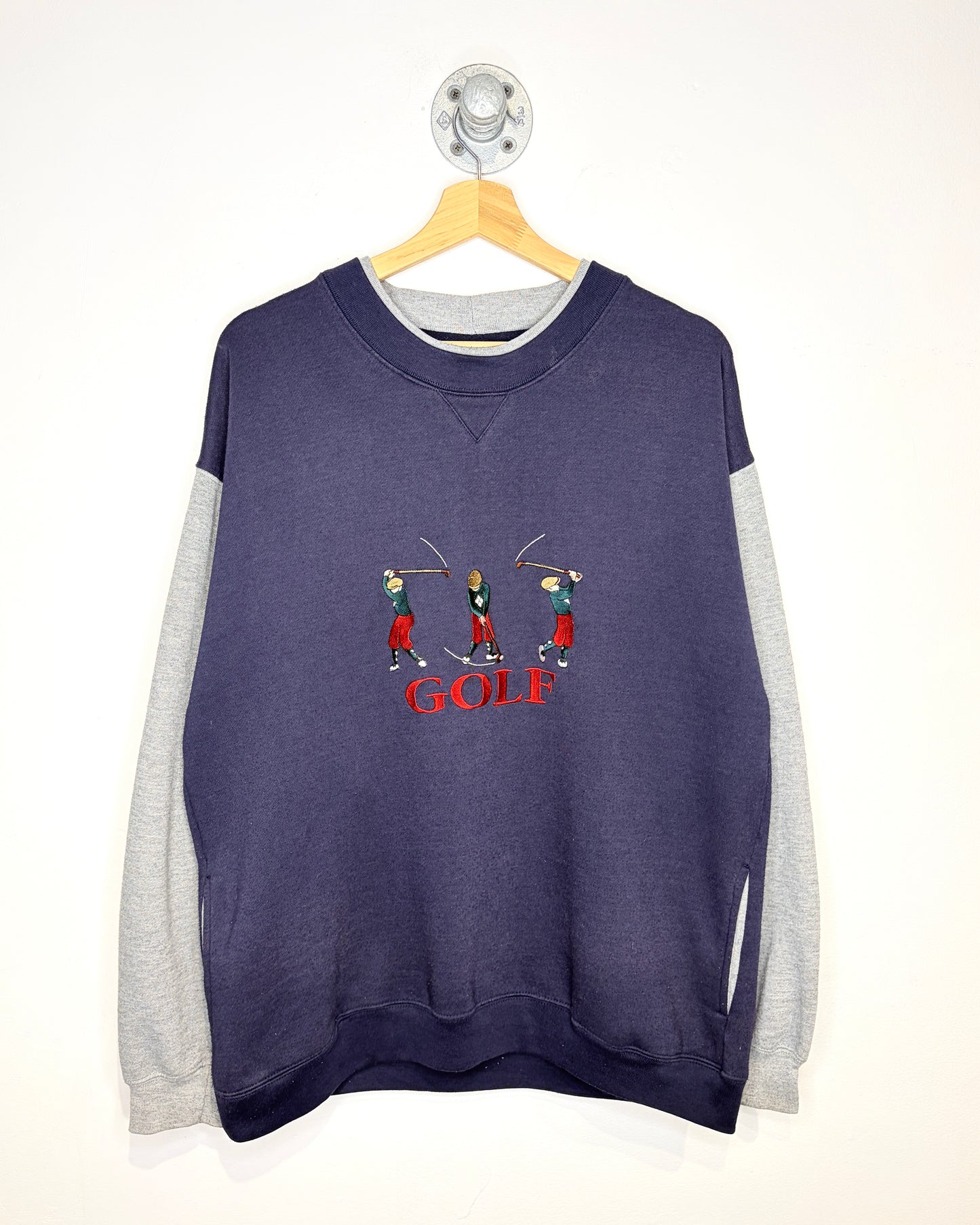 Vintage 90s John Ashford Golf Navy & Grey Crewneck Sweatshirt
