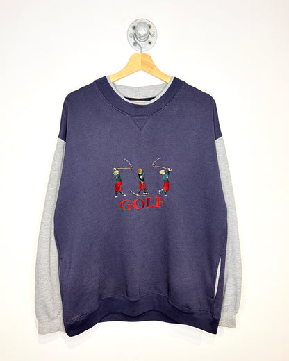Vintage 90s John Ashford Golf Navy & Grey Crewneck Sweatshirt