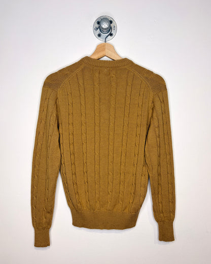 Vintage 70s Mac Fane Caramel Earth Tone Cable Knit Sweater