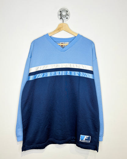 Vintage Y2K Franklin Light Blue & Navy V-Neck Sweatshirt
