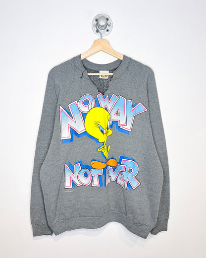 Vintage 1996 No Way Not Ever Tweety Grey Crewneck Sweatshirt