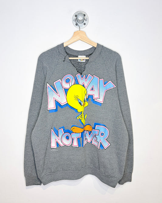 Vintage 1996 No Way Not Ever Tweety Grey Crewneck Sweatshirt