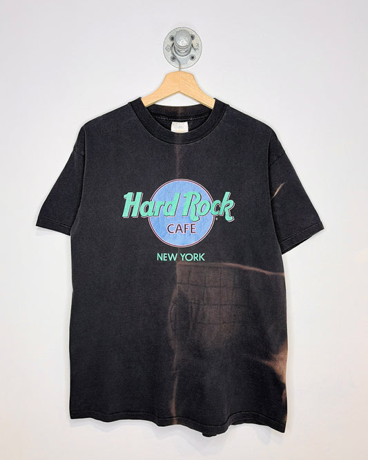 Vintage 90s Hard Rock Cafe New York Heavily Faded Black Tee Shirt