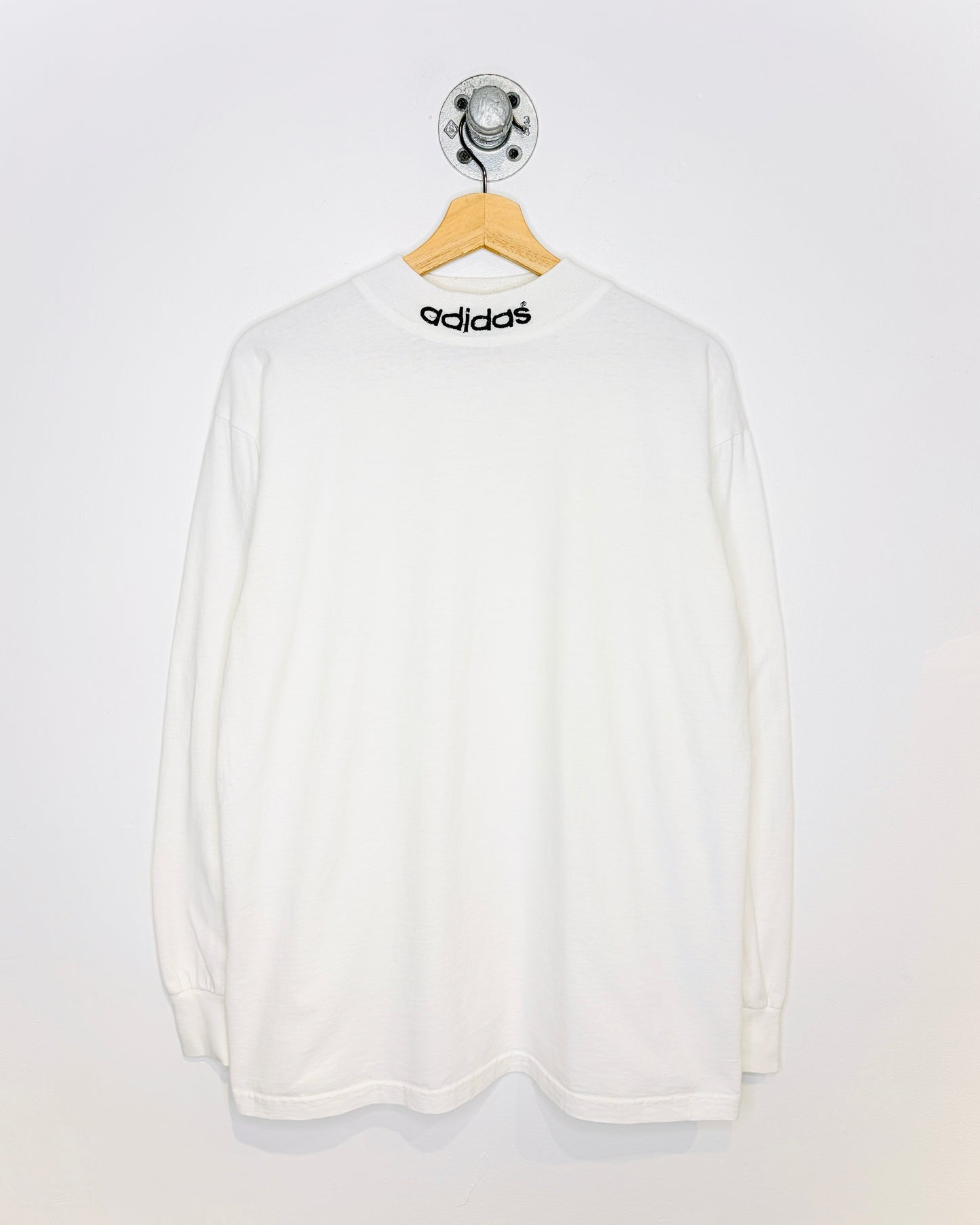 Vintage 90s Adidas White Mock Neck Longsleeve Shirt