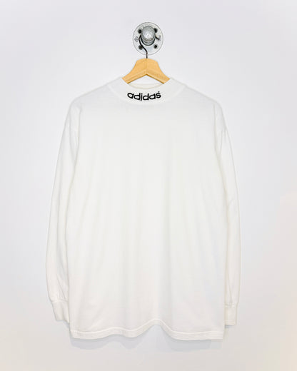 Vintage 90s Adidas White Mock Neck Longsleeve Shirt