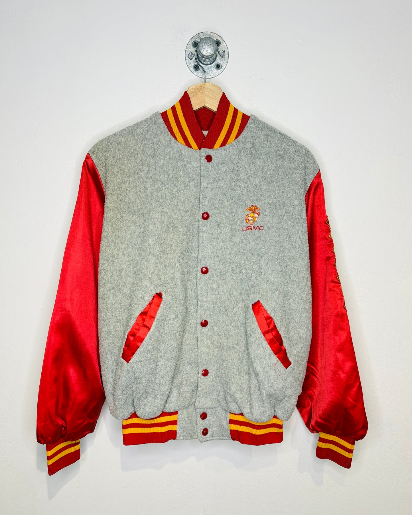 Vintage 90s USMC Grey & Red Bomber Jacket